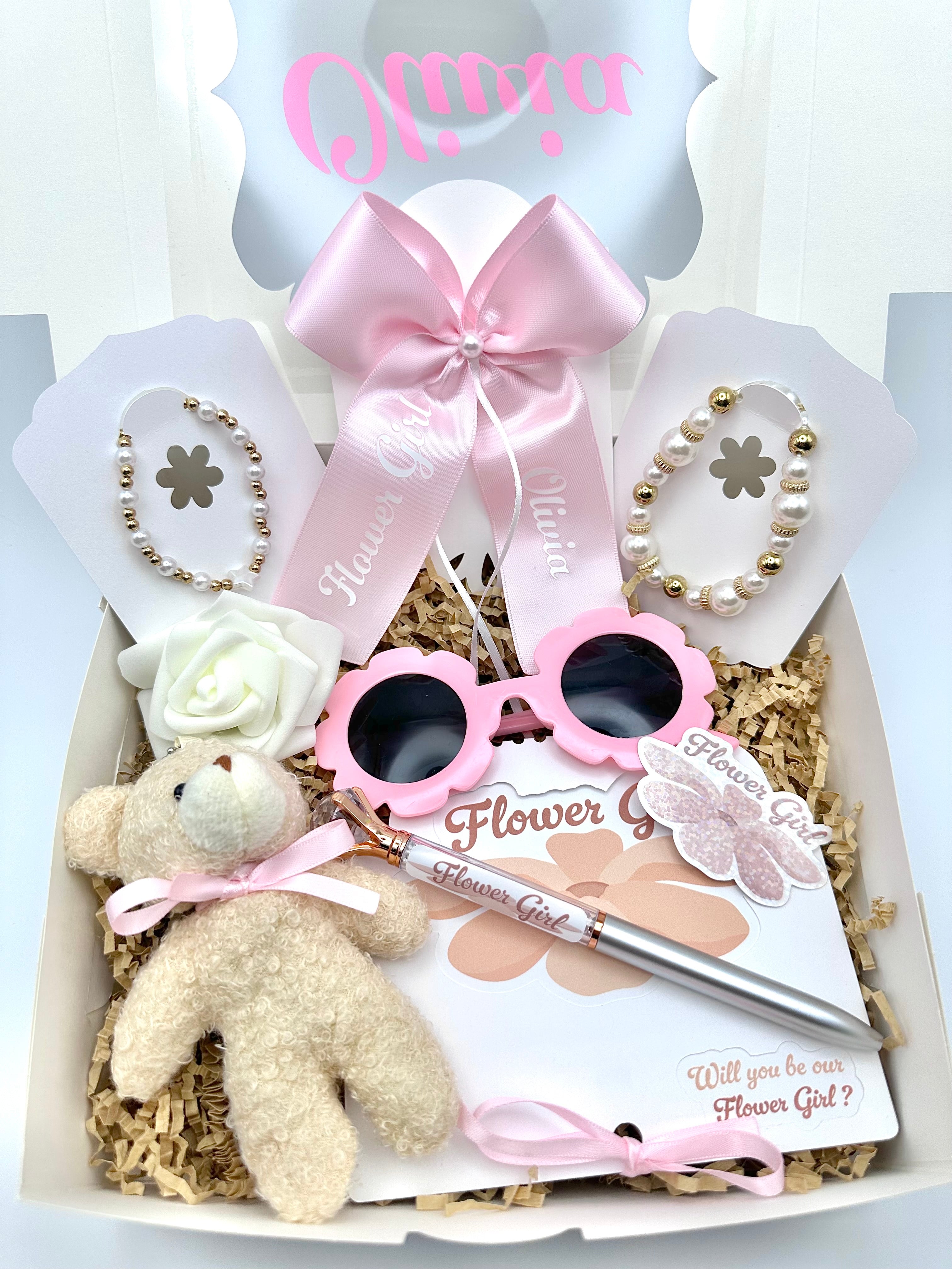 Beige Personalized Flower Girl Proposal Box