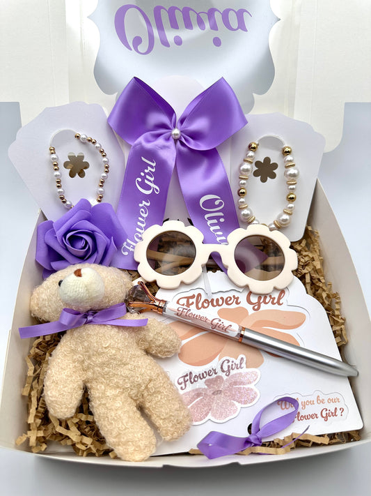 Lavender Personalized Flower Girl Proposal Box