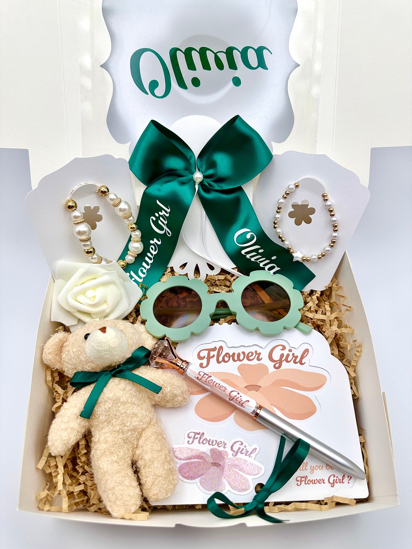 Sage Green Personalized Flower Girl Proposal Box