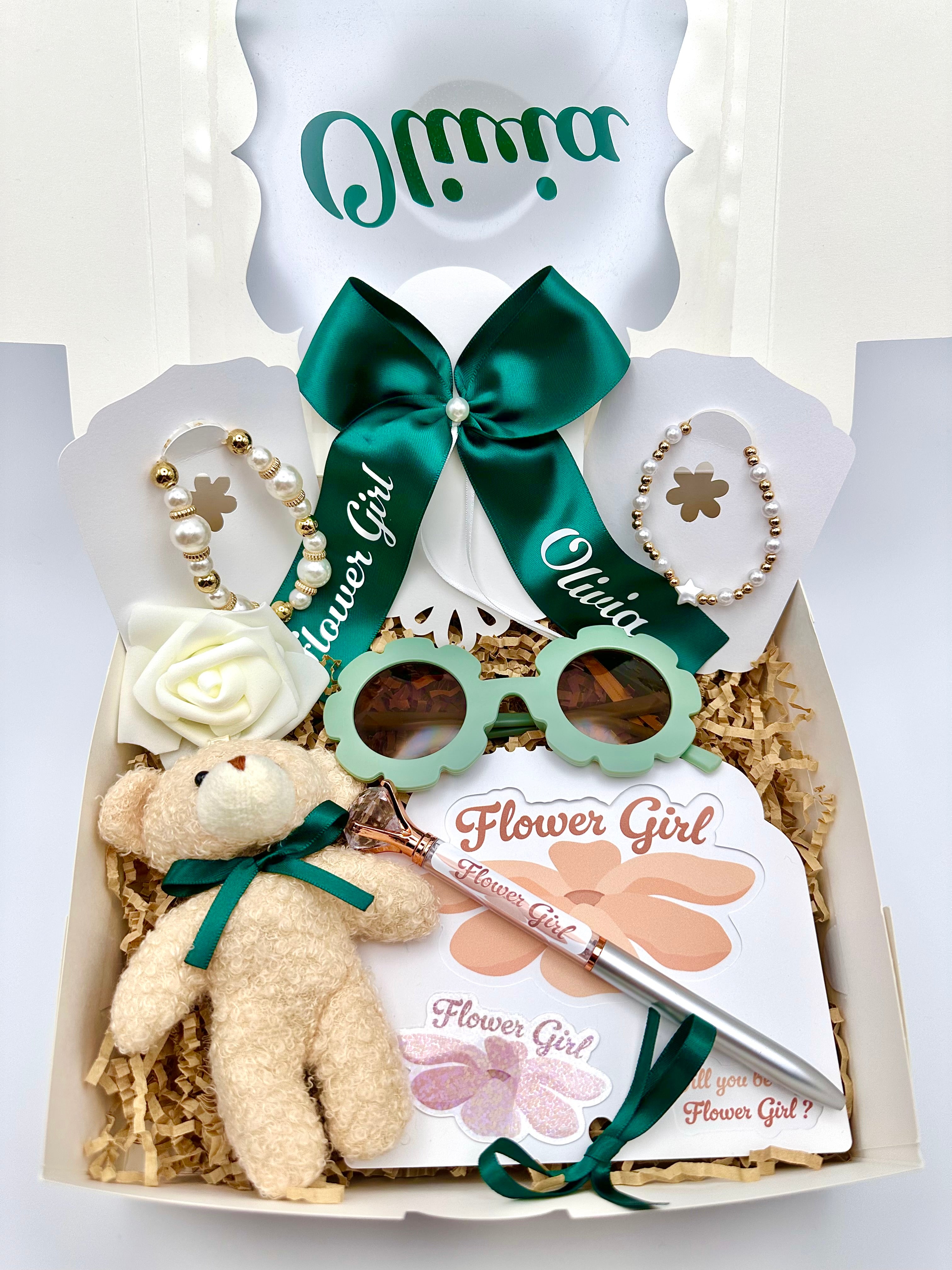 Beige Personalized Flower Girl Proposal Box