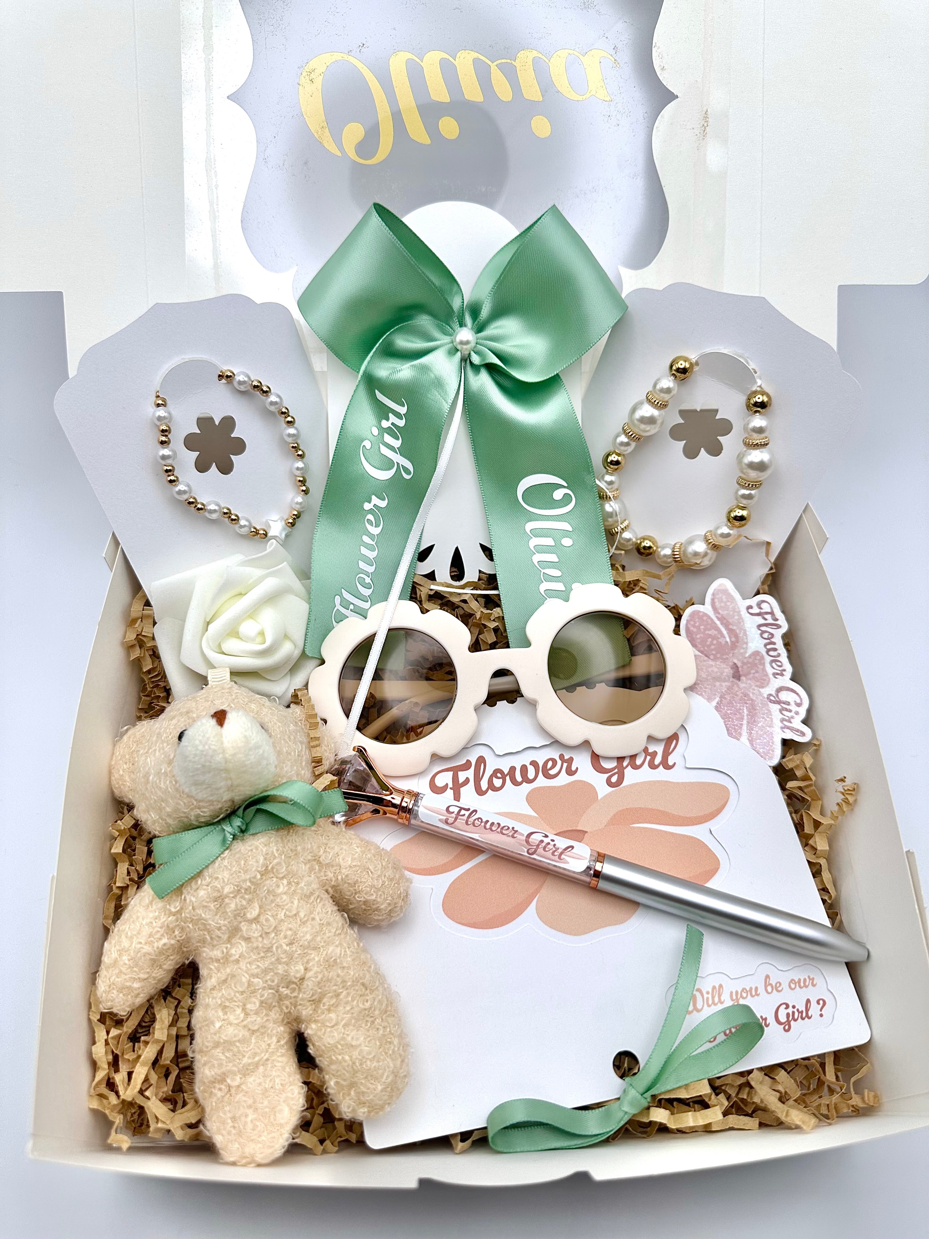 Beige Personalized Flower Girl Proposal Box