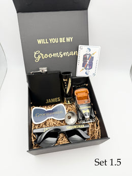 Personalized Groomsman Proposal Box – Best Man Gift Set with Flask, Sunglasses & More