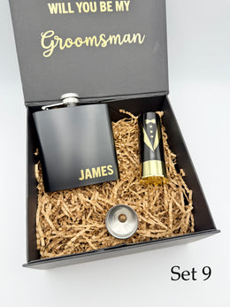 Personalized Groomsman Proposal Box – Best Man Gift Set with Flask, Sunglasses & More