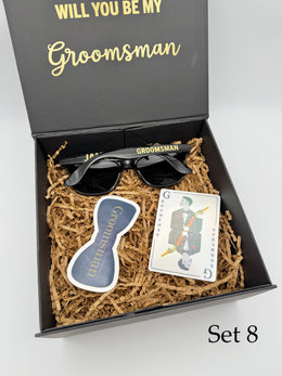 Personalized Groomsman Proposal Box – Best Man Gift Set with Flask, Sunglasses & More