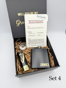 Personalized Groomsman Proposal Box – Best Man Gift Set with Flask, Sunglasses & More