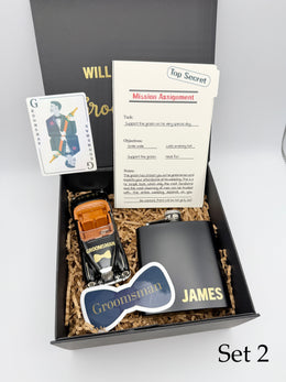 Personalized Groomsman Proposal Box – Best Man Gift Set with Flask, Sunglasses & More