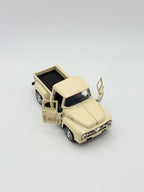 personalized ring bearer beige truck, ages 3+, die-cast car for flower boy, not a toy, wedding boy memento. personalized with gold premium vinyl, flower girl name on the doors "emily"