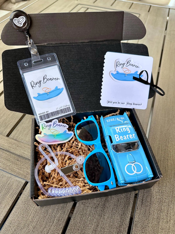 Custom, Ring Bearer Proposal Gift Box, Ring Security Gifts, Personalized Light Blue Wedding Gifts For Wedding Boys